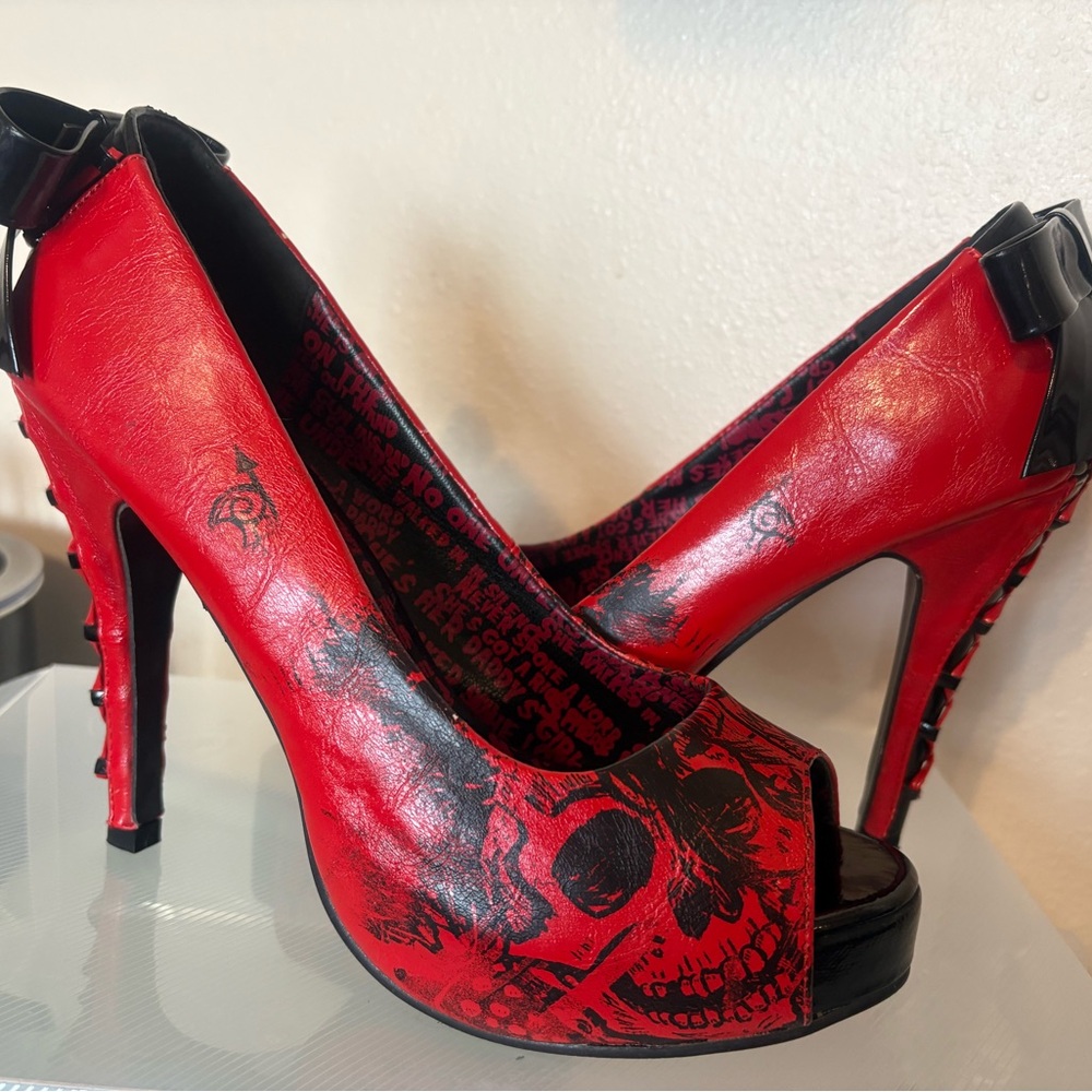 Iron Fist Red and Black Peep Toe Heels